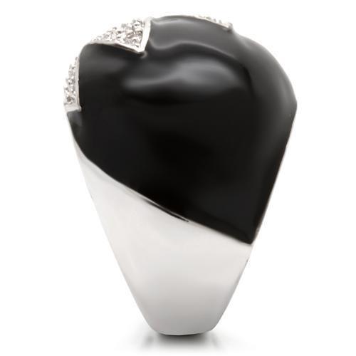 0W056 - Rhodium Brass Ring with AAA Grade CZ in Topaz