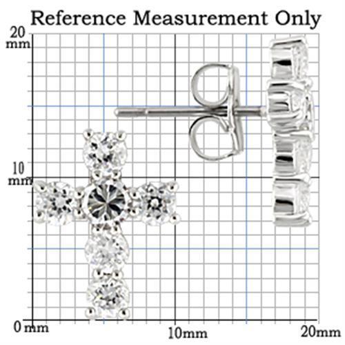 0W155 - Rhodium 925 Sterling Silver Earrings with AAA Grade CZ in Clear