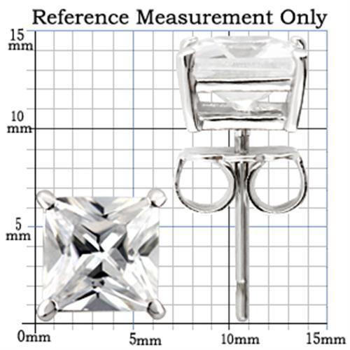 0W160 - Rhodium 925 Sterling Silver Earrings with AAA Grade CZ in Clear