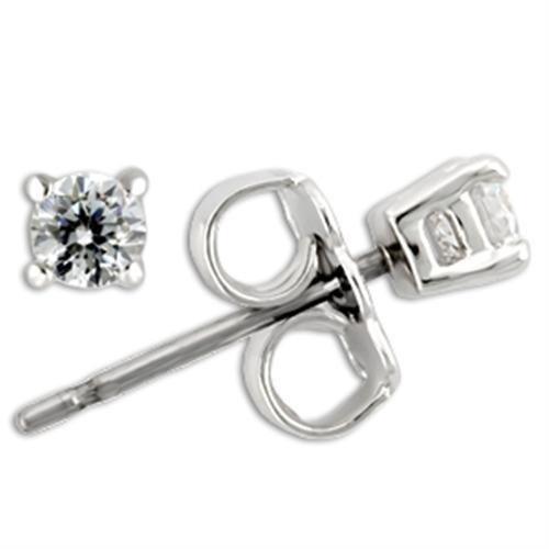 0W169 - Rhodium 925 Sterling Silver Earrings with AAA Grade CZ in Clear