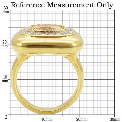 0W315 - Gold+Rhodium Brass Ring with AAA Grade CZ in Champagne