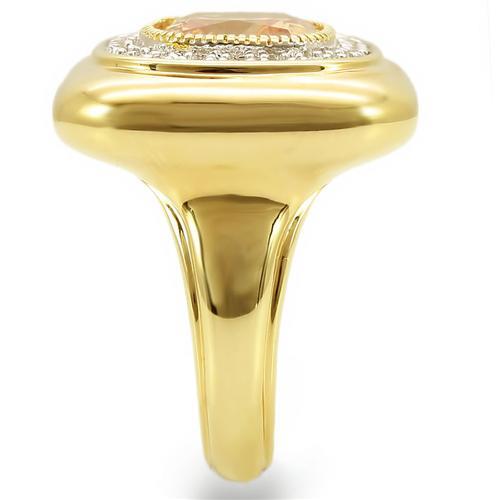 0W315 - Gold+Rhodium Brass Ring with AAA Grade CZ in Champagne