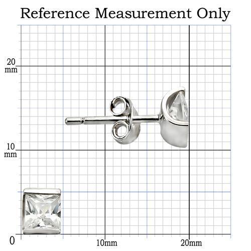 0W388 - Rhodium 925 Sterling Silver Earrings with AAA Grade CZ in Clear