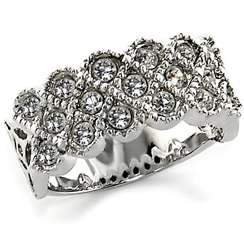 10626 - Rhodium Brass Ring with Top Grade Crystal in Clear