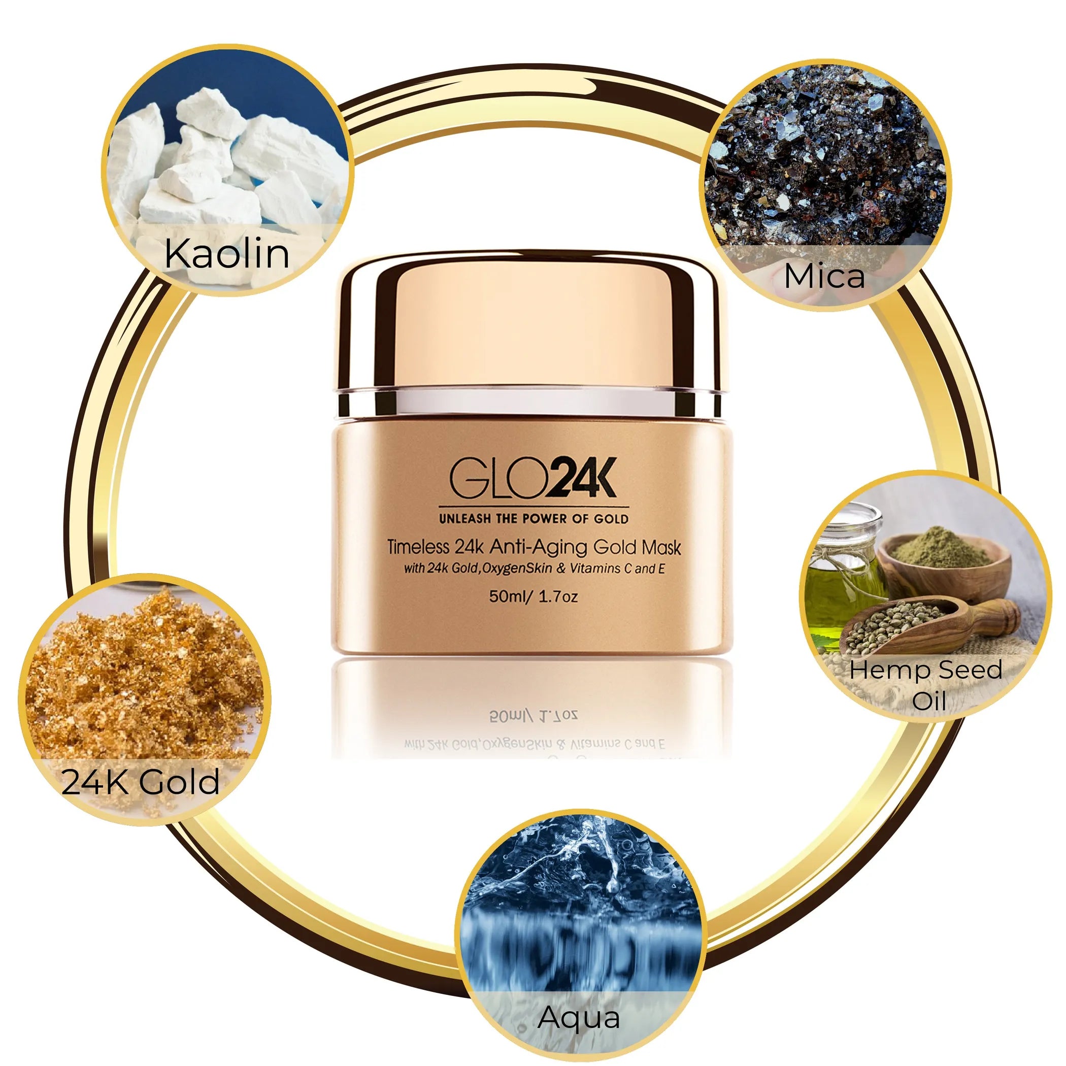 Timeless 24k Anti-Aging Gold Mask with 24k Gold, OxygenSkin & Vitamins C and E