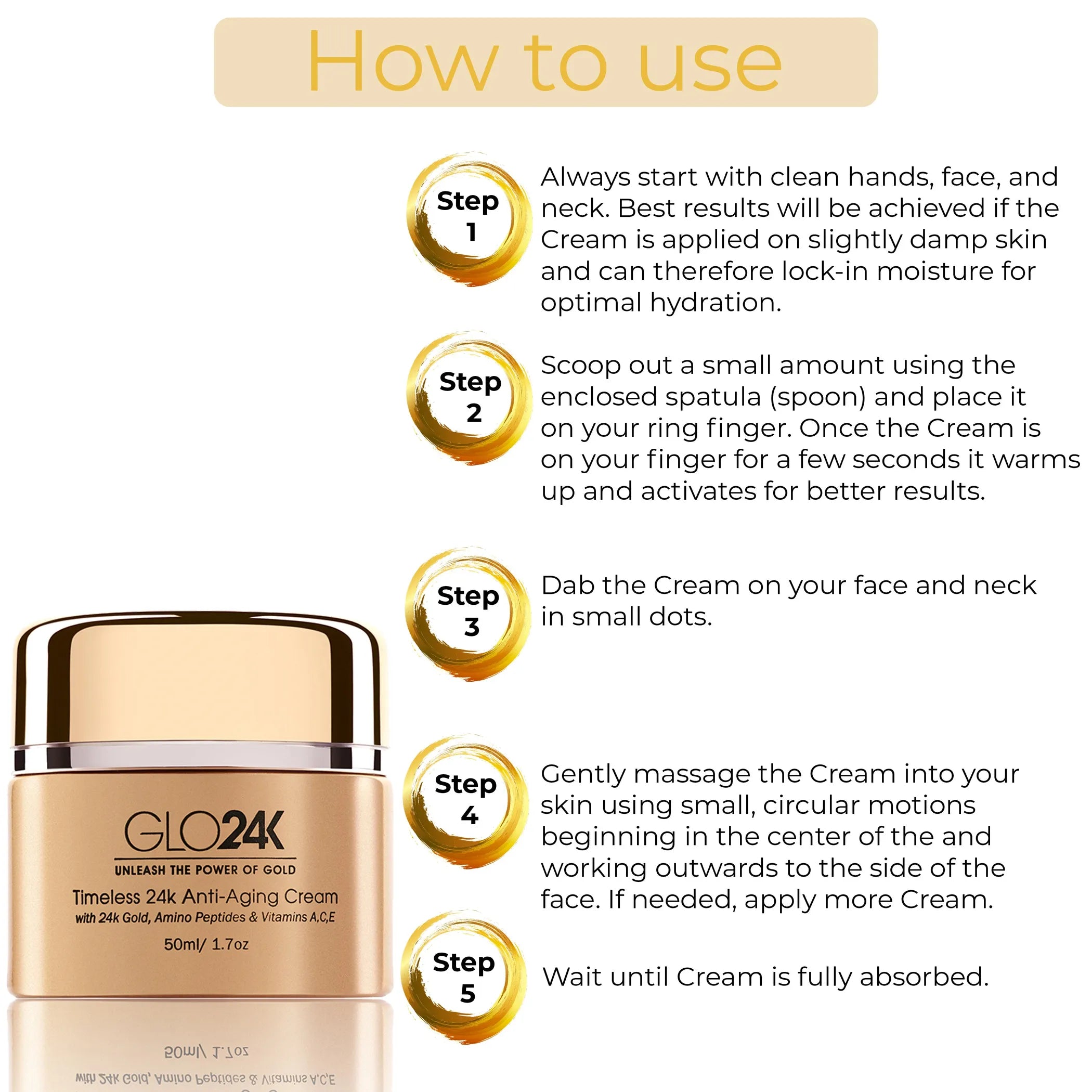 Timeless 24k Anti-Aging Cream with 24k Gold, Amino Peptides & Vitamins A, C, E