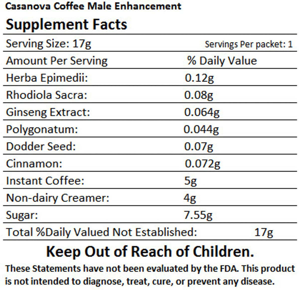 Casanova Coffee Male Sexual Stimulant