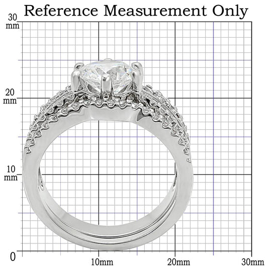 1W003 - Rhodium Brass Ring with AAA Grade CZ in Clear