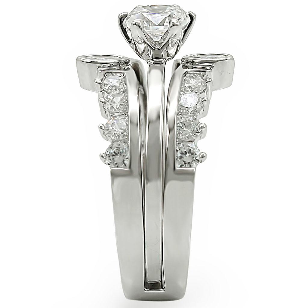 1W010 - Rhodium Brass Ring with AAA Grade CZ in Clear