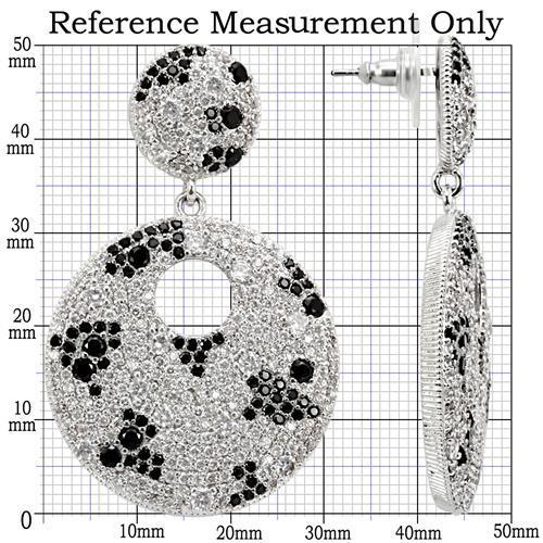1W122 - Imitation Rhodium Brass Earrings with AAA Grade CZ in Black Diamond