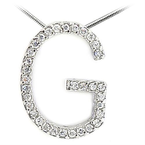 21607 - Rhodium Brass Pendant with AAA Grade CZ in Clear
