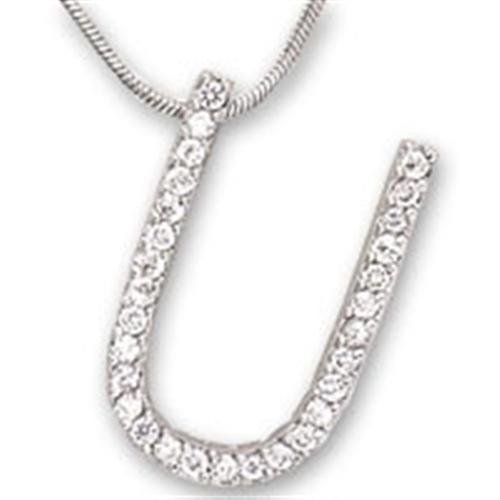 21619 - Rhodium Brass Pendant with AAA Grade CZ in Clear