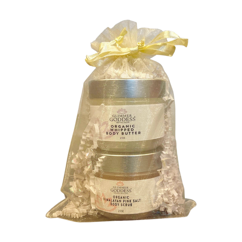 Organic Whipped Body Butter + Pink Salt Body Scrub Gift Set