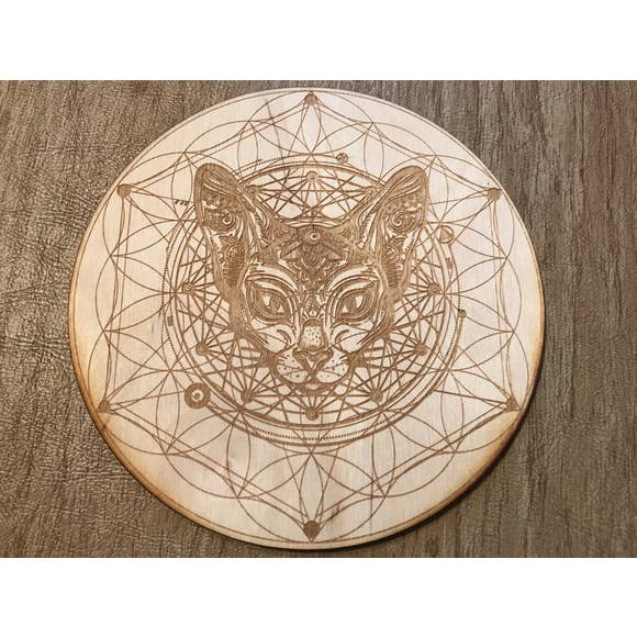 Cat Flower of Life Crystal Grid