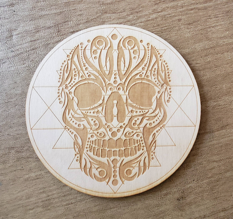 Tribal Skull Sri Yantra Crystal Grid