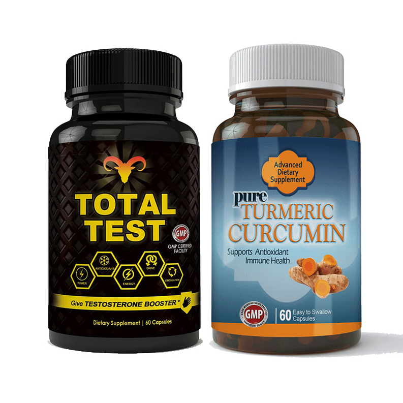 Total Test Testosterone Booster and Turmeric Curcumin Combo Pack
