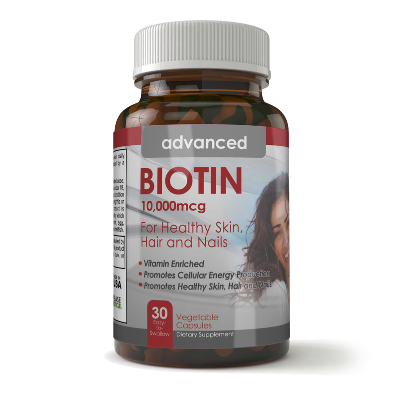 Biotin 10,000mcg for skin, hair and nails (30 veggie capsules)