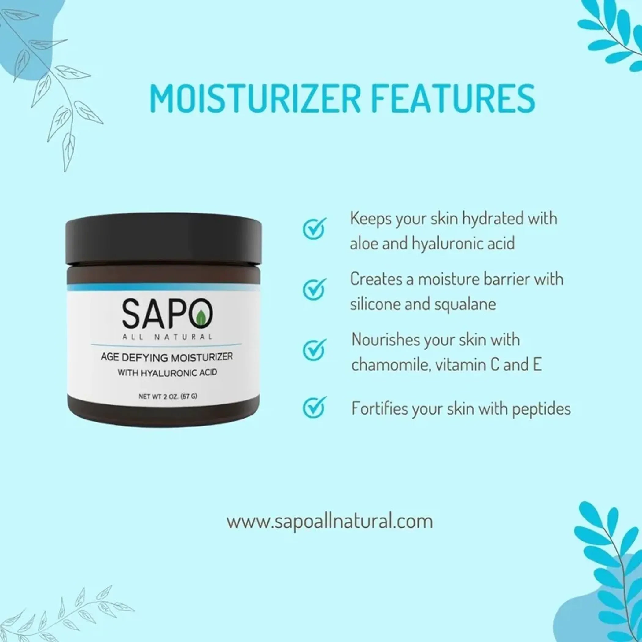 Moisturizer with Hyaluronic Acid, Niacinamide, Squalane & Silicone