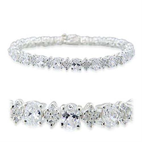 31916 - High-Polished 925 Sterling Silver Bracelet with AAA Grade CZ in Clear