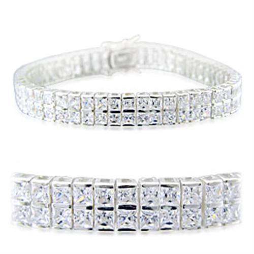 31920 - High-Polished 925 Sterling Silver Bracelet with AAA Grade CZ in Clear