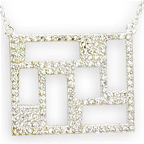 36514 - High-Polished 925 Sterling Silver Necklace with AAA Grade CZ in Clear