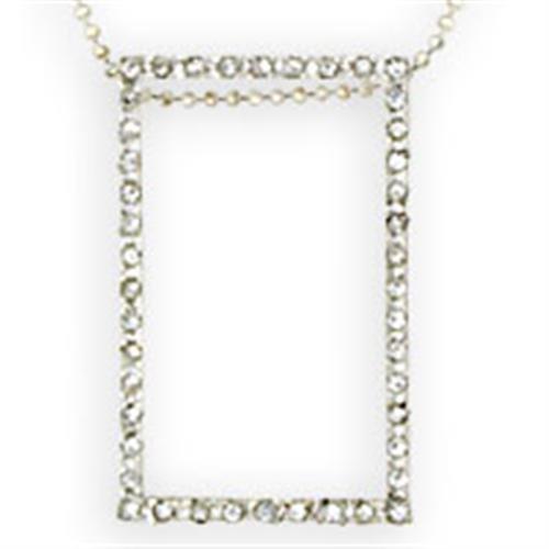 36516 - High-Polished 925 Sterling Silver Chain Pendant with Top Grade Crystal in Clear