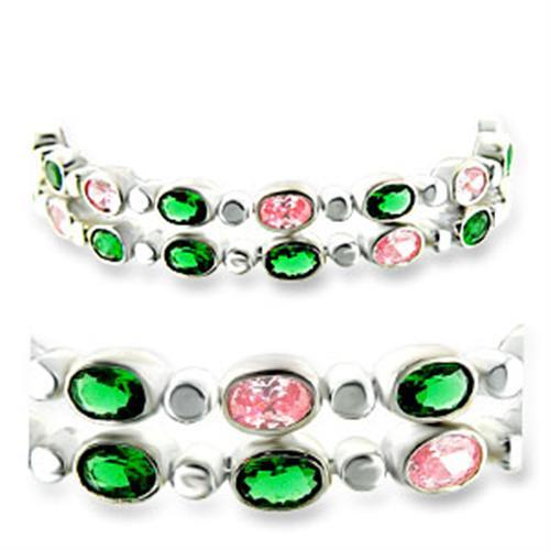 37001 - High-Polished 925 Sterling Silver Bracelet with AAA Grade CZ in Multi Color
