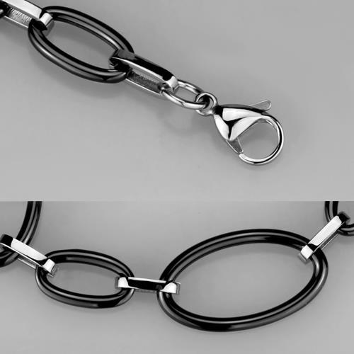 3W1003 - High polished (no plating) Stainless Steel Bracelet with Ceramic in Jet