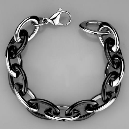 3W1009 - High polished (no plating) Stainless Steel Bracelet with Ceramic in Jet