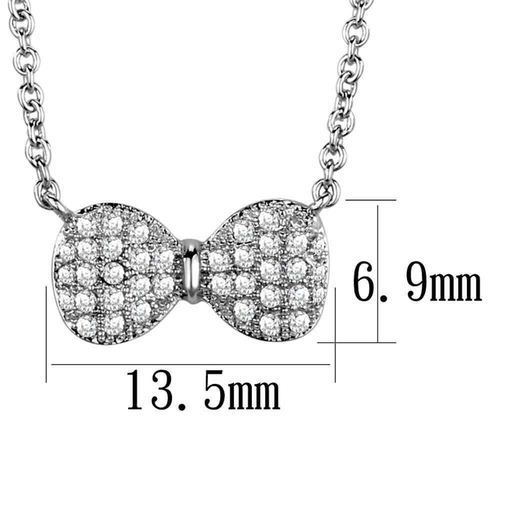 3W1024 - Rhodium Brass Chain Pendant with AAA Grade CZ in Clear