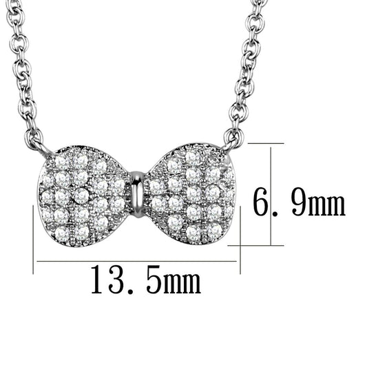 3W1024 - Rhodium Brass Chain Pendant with AAA Grade CZ in Clear