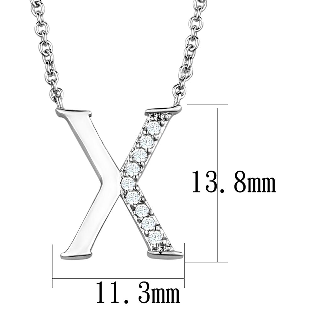 3W1030 - Rhodium Brass Chain Pendant with AAA Grade CZ in Clear