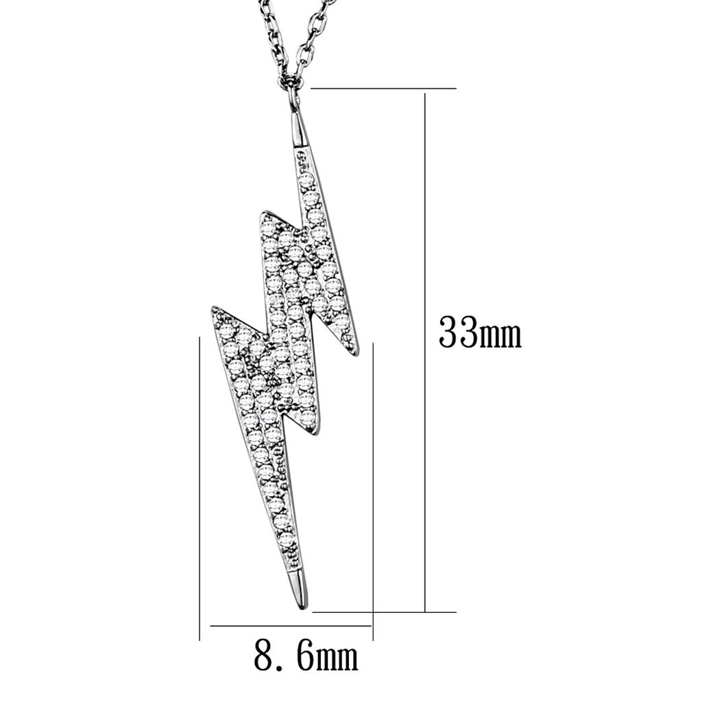 3W1038 - Rhodium Brass Chain Pendant with AAA Grade CZ in Clear