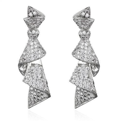 3W1096 - Rhodium Brass Jewelry Sets with AAA Grade CZ in Clear