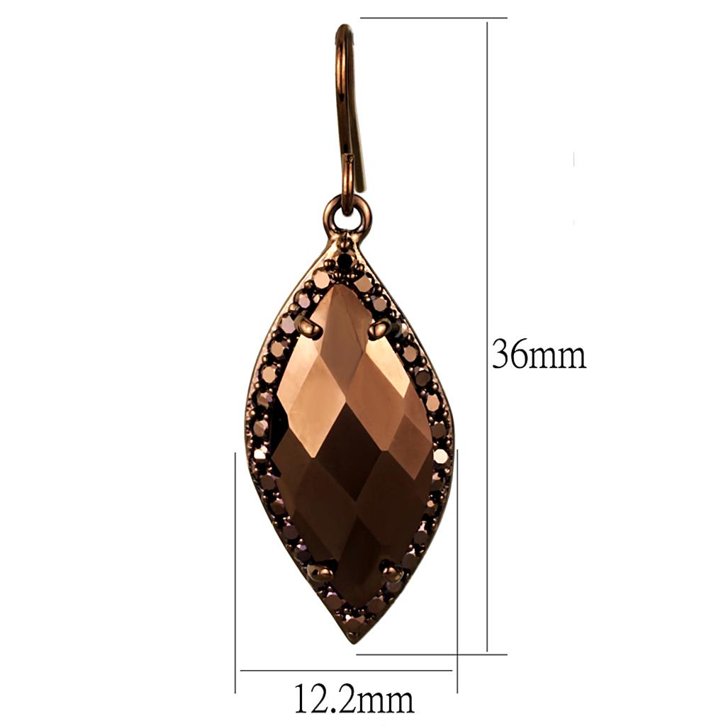 3W1112 - IP Coffee light Brass Earrings with AAA Grade CZ in Light Coffee