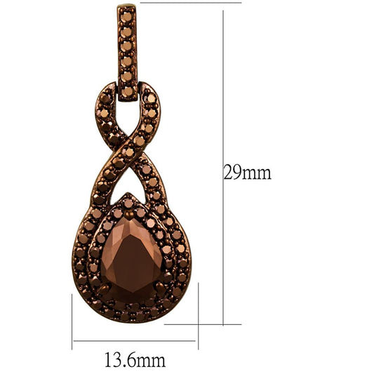 3W1115 - IP Coffee light Brass Earrings with AAA Grade CZ in Light Coffee