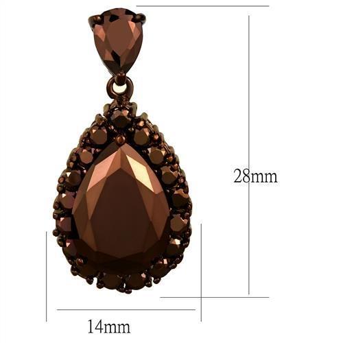 3W1134 - IP Coffee light Brass Earrings with AAA Grade CZ in Light Coffee