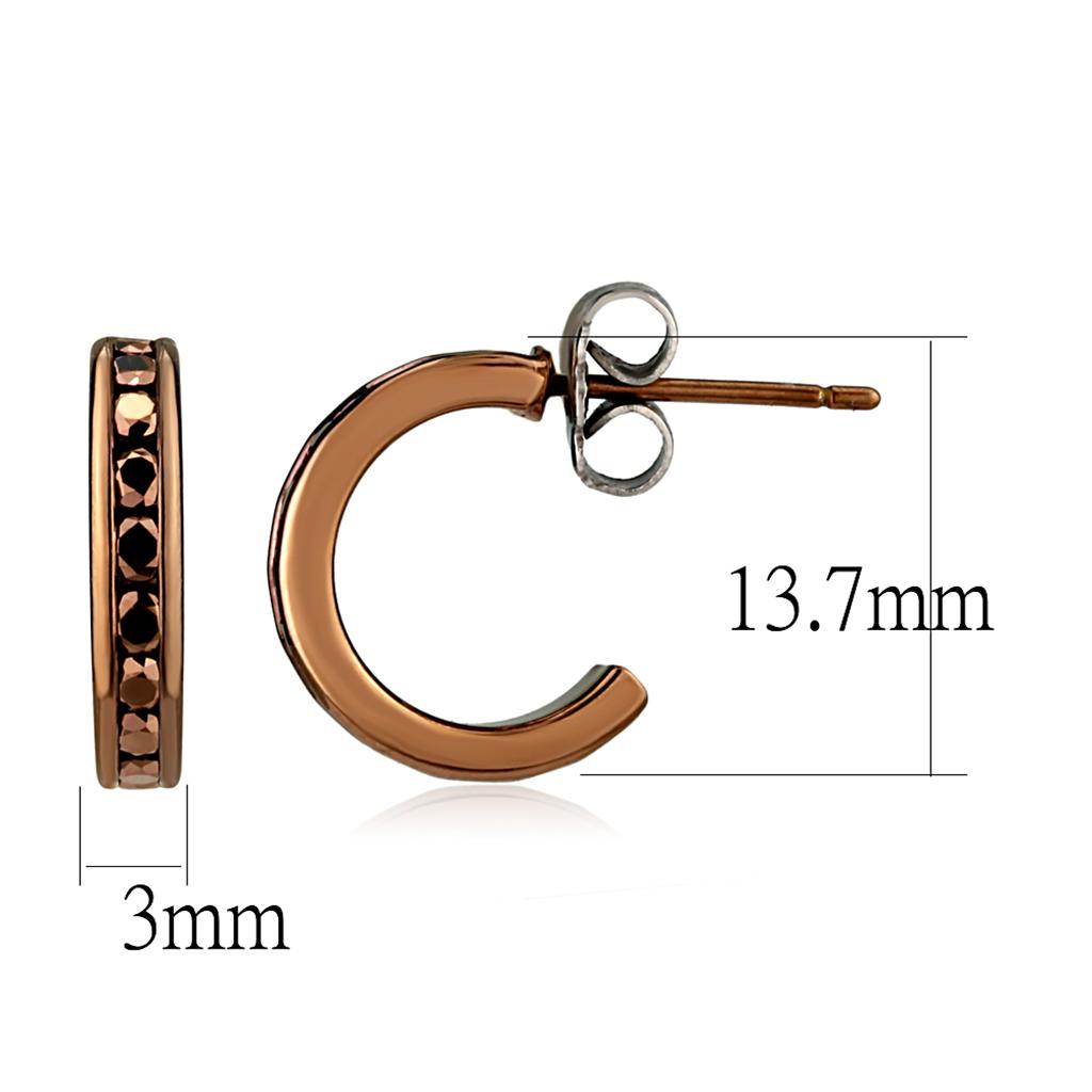 3W1140 - IP Coffee light Brass Earrings with Top Grade Crystal in Light Coffee