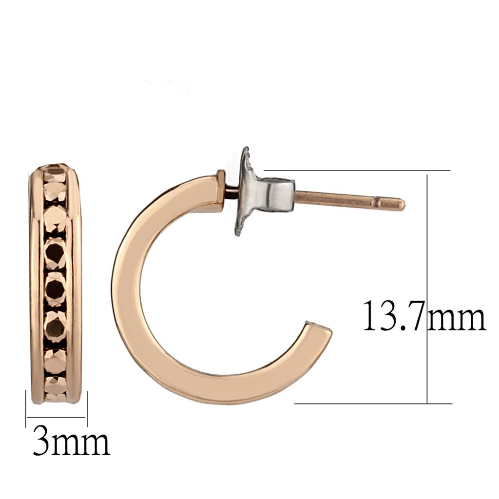 3W1142 - IP Rose Gold(Ion Plating) Brass Earrings with Top Grade Crystal in Metallic Light Gold