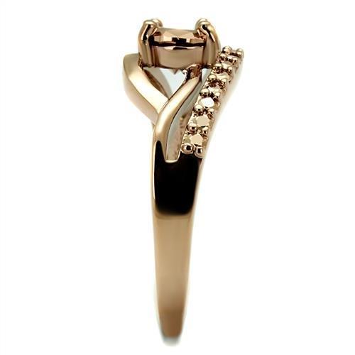 3W1198 - IP Rose Gold(Ion Plating) Brass Ring with AAA Grade CZ in Metallic Light Gold