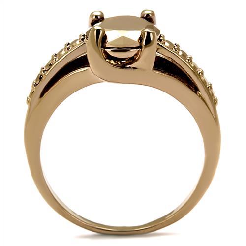 3W1199 - IP Rose Gold(Ion Plating) Brass Ring with AAA Grade CZ in Metallic Light Gold