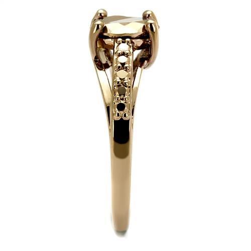 3W1199 - IP Rose Gold(Ion Plating) Brass Ring with AAA Grade CZ in Metallic Light Gold