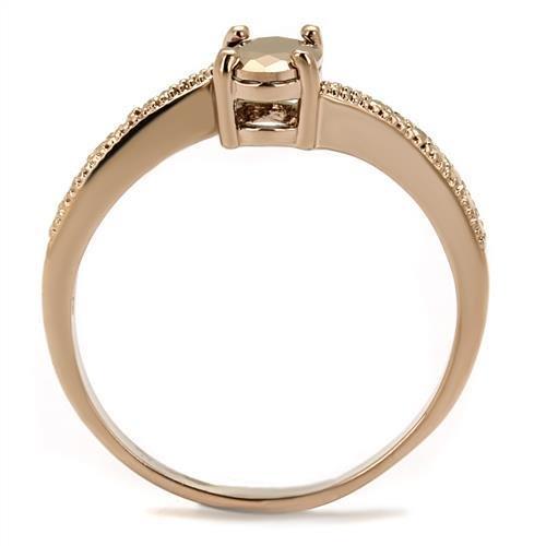 3W1201 - IP Rose Gold(Ion Plating) Brass Ring with AAA Grade CZ in Metallic Light Gold