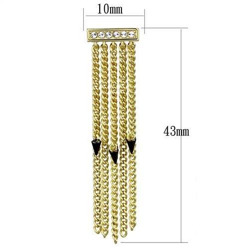 3W1205 - Gold+Ruthenium Brass Earrings with Top Grade Crystal in Clear