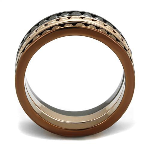 3W1208 - IP Rose Gold & IP Light Black & IP Light coffee Brass Ring with Top Grade Crystal in Multi Color