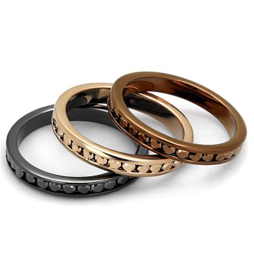 3W1208 - IP Rose Gold & IP Light Black & IP Light coffee Brass Ring with Top Grade Crystal in Multi Color