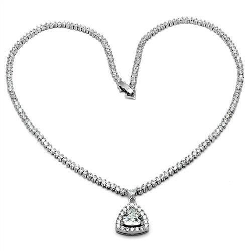 3W1244 - Rhodium Brass Jewelry Sets with AAA Grade CZ in Clear