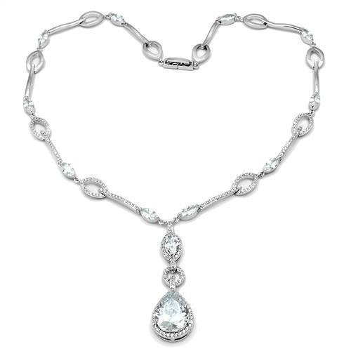 3W1247 - Rhodium Brass Jewelry Sets with AAA Grade CZ in Clear