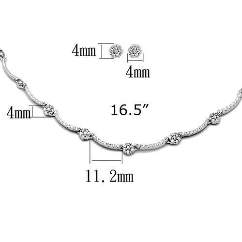 3W1249 - Rhodium Brass Jewelry Sets with AAA Grade CZ in Clear