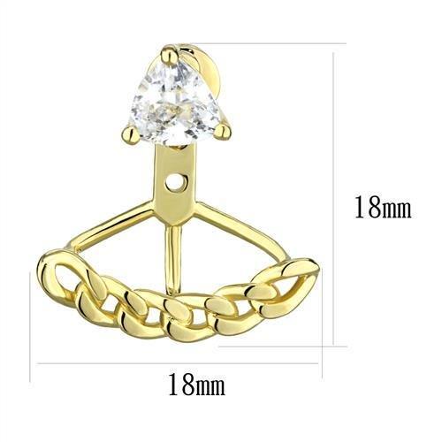 3W1313 - Gold Brass Earrings with AAA Grade CZ in Clear